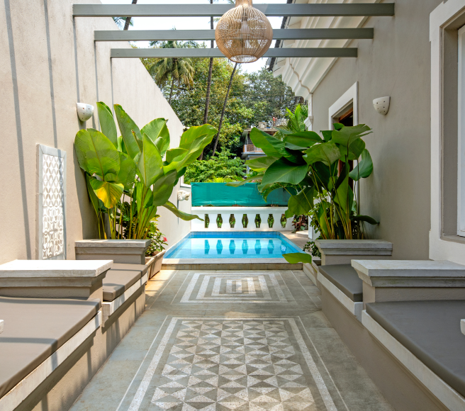 Arpora villa private pool view.